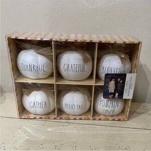 White Decorative Fall Pumpkins Set one pumpkin is missing